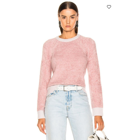 rag & bone Sweaters - RAG & BONE Valerie Pink & White Fuzzy Crew Neck Sweater M